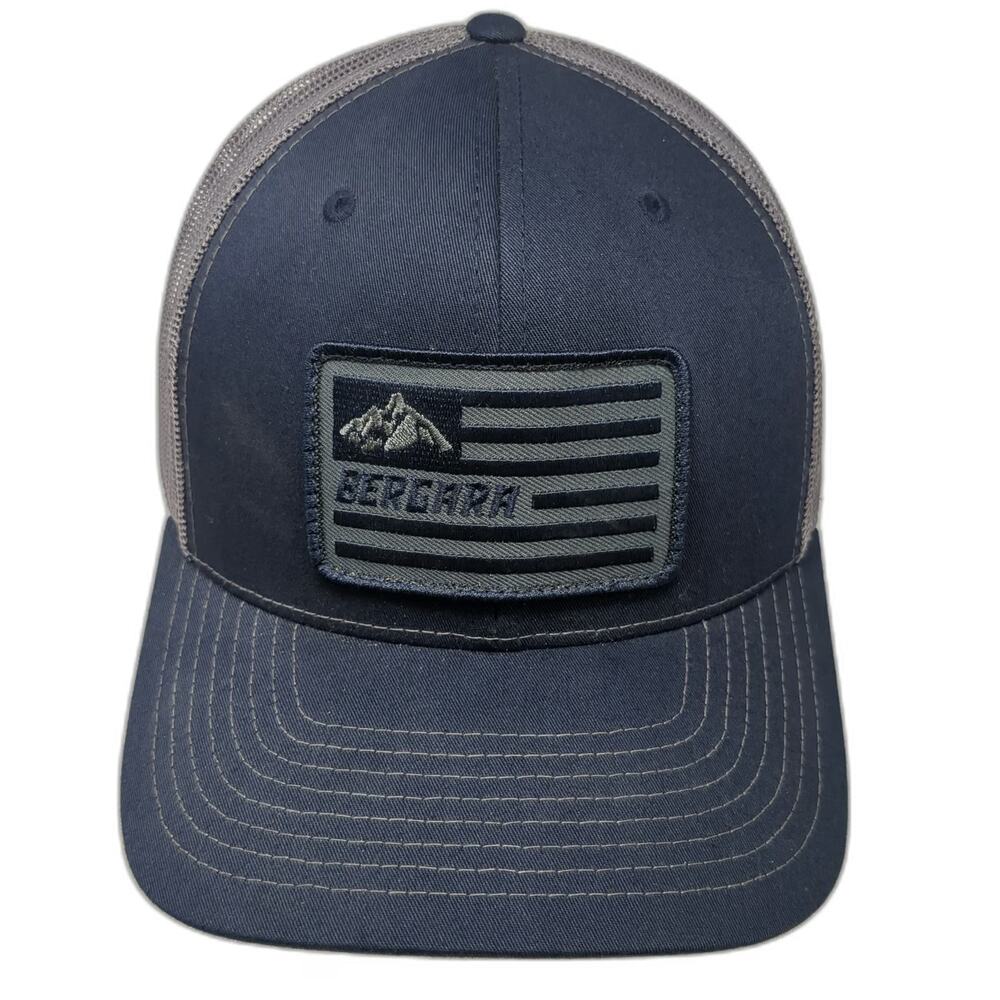 Richardson Trucker Hat Blue One Size Bergara Mountain Patch Mesh Snapback